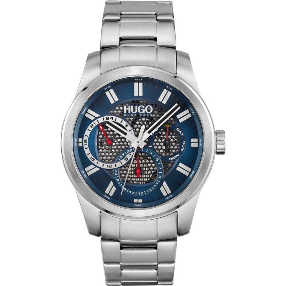 HUGO BOSS 1530191 BLUE DIAL SKELETON STAINLESS STEEL MULTIFUNCTION WATCH 44MM
